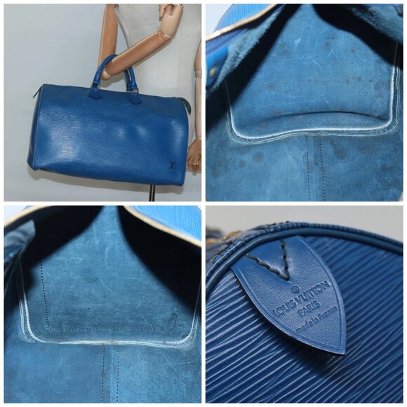 LOUIS VUITTON Epi Speedy 40 Hand Bag Toledo Blue - Picture 15 of 15